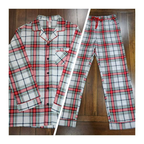 Size XXL Mens Winter Plaid Cotton Flannel Pajama Set Long Sleeve - Picture 12 of 15